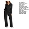 2 Pcs/Set Women Top Pants Suit V Neck Long Sleeves Solid Color Sport Sweatshirt Drawstring Elastic Waist Wide Leg Trousers Fitness Outfit Fall Spring