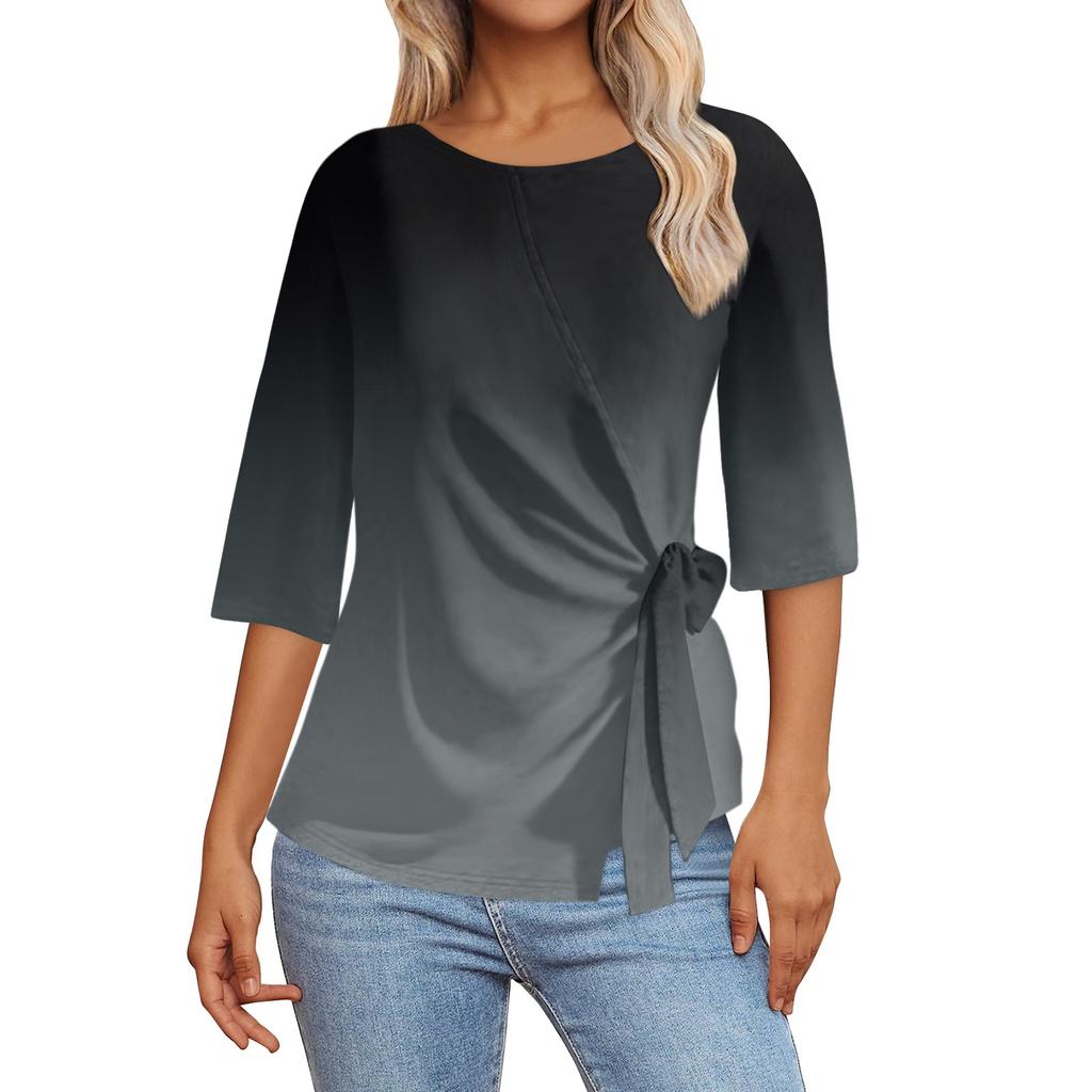 Женские топы с рукавом 3/4. Летние асимметричные футболки. Облегающие повседневные топы. Футболки. Пуловеры. Футболки. Летние топы. Топы с короткими рукавами.
