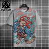 Men's Animal T-Shirt Japanese Samurai Cat Element Graphic 3D Print T-Shirt