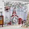 Santa Claus Snowman and Snowflake Red Print Curtains, Bedroom, Living Room, Kitchen, Holiday Party, Decorative, 2 Pcs