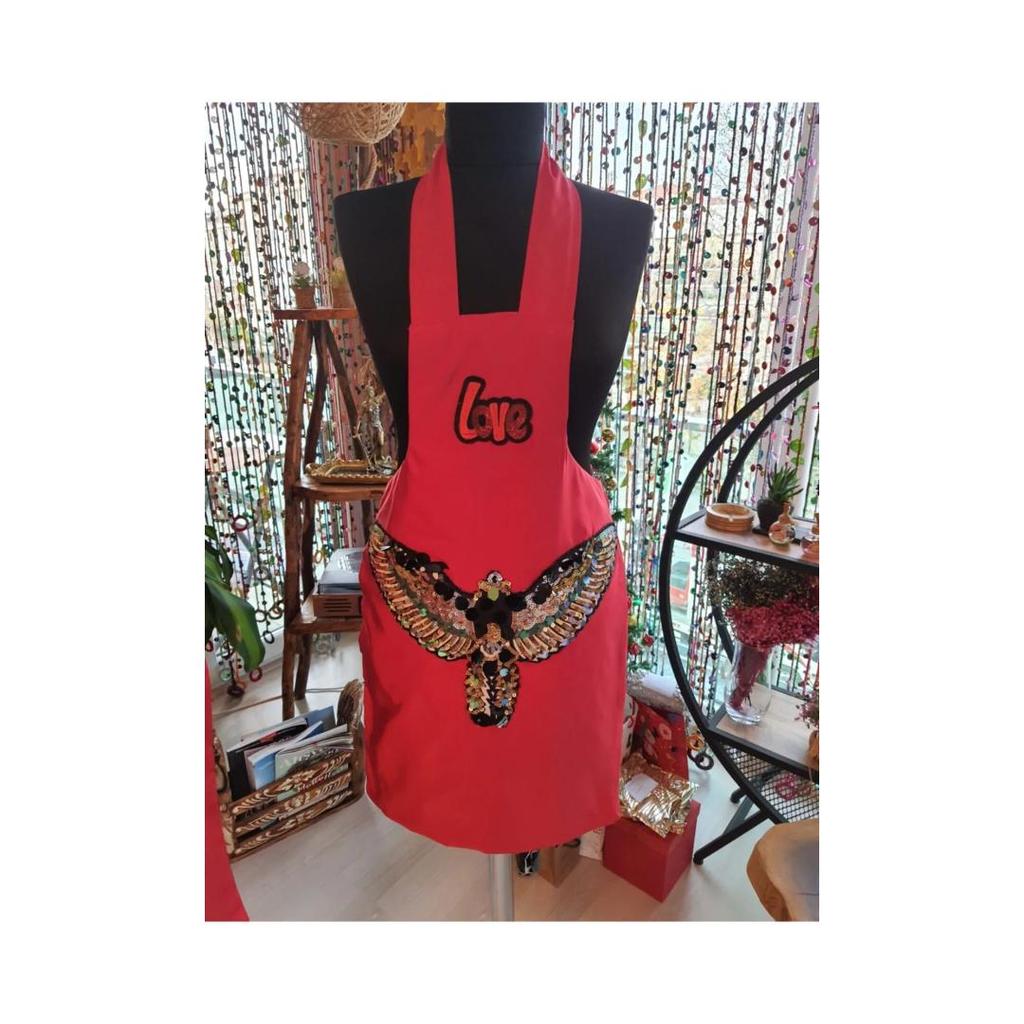 Hearty Design Mother Child Sequined Combined Kitchen Apron Set