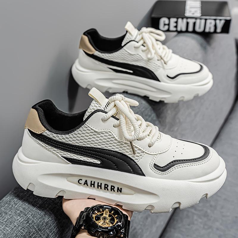 Мужская обувь весна-лето 2025 новый тренд круглый носок универсальная дышащая платформа спортивный досуг сочетание цветов удобная мужская обувь