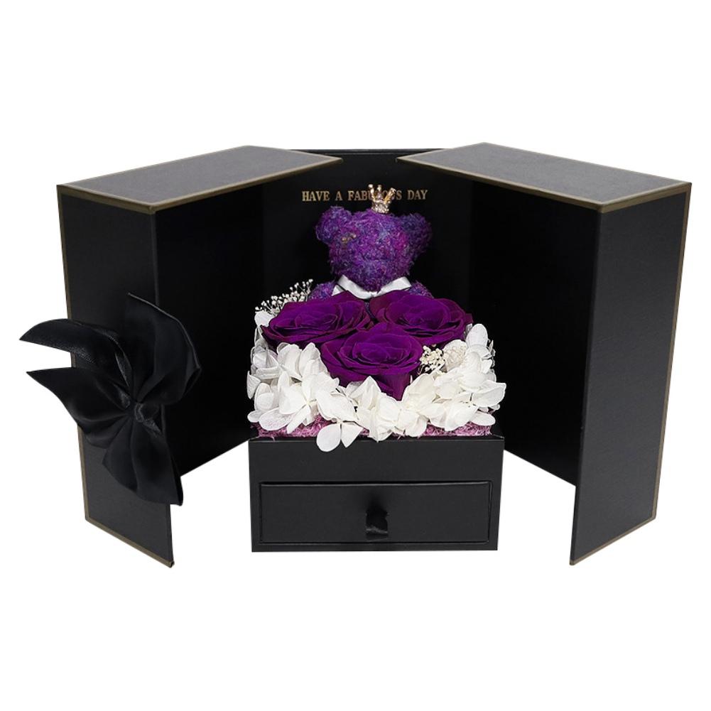 Romantic Rose and Cute Bear Decorative Gift Box Luxury Jewelry Box Valentine's Day Mother's Day Birthday Anniversary Gift Box