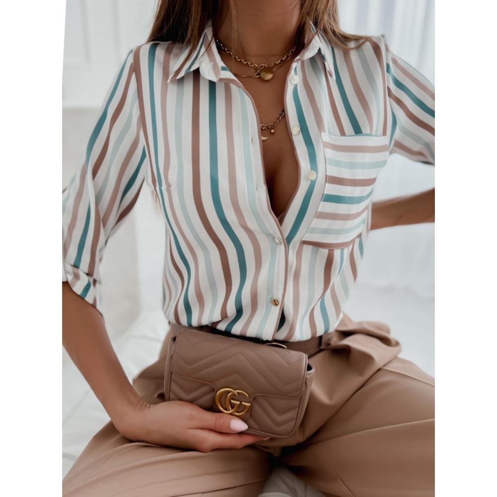 HNXC Женская мода повседневная осень-зима с длинным рукавом и воротником-поло блузки и рубашки