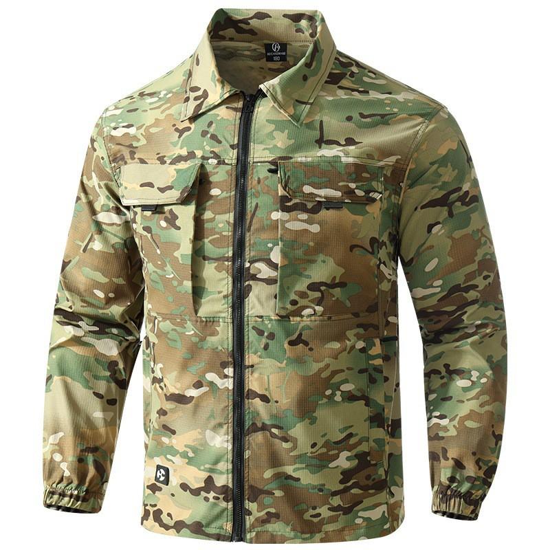 Men Camo Quick Dry Breathable Cycling Jersey Outdoor Workwear Long Sleeve Shirt Suit
