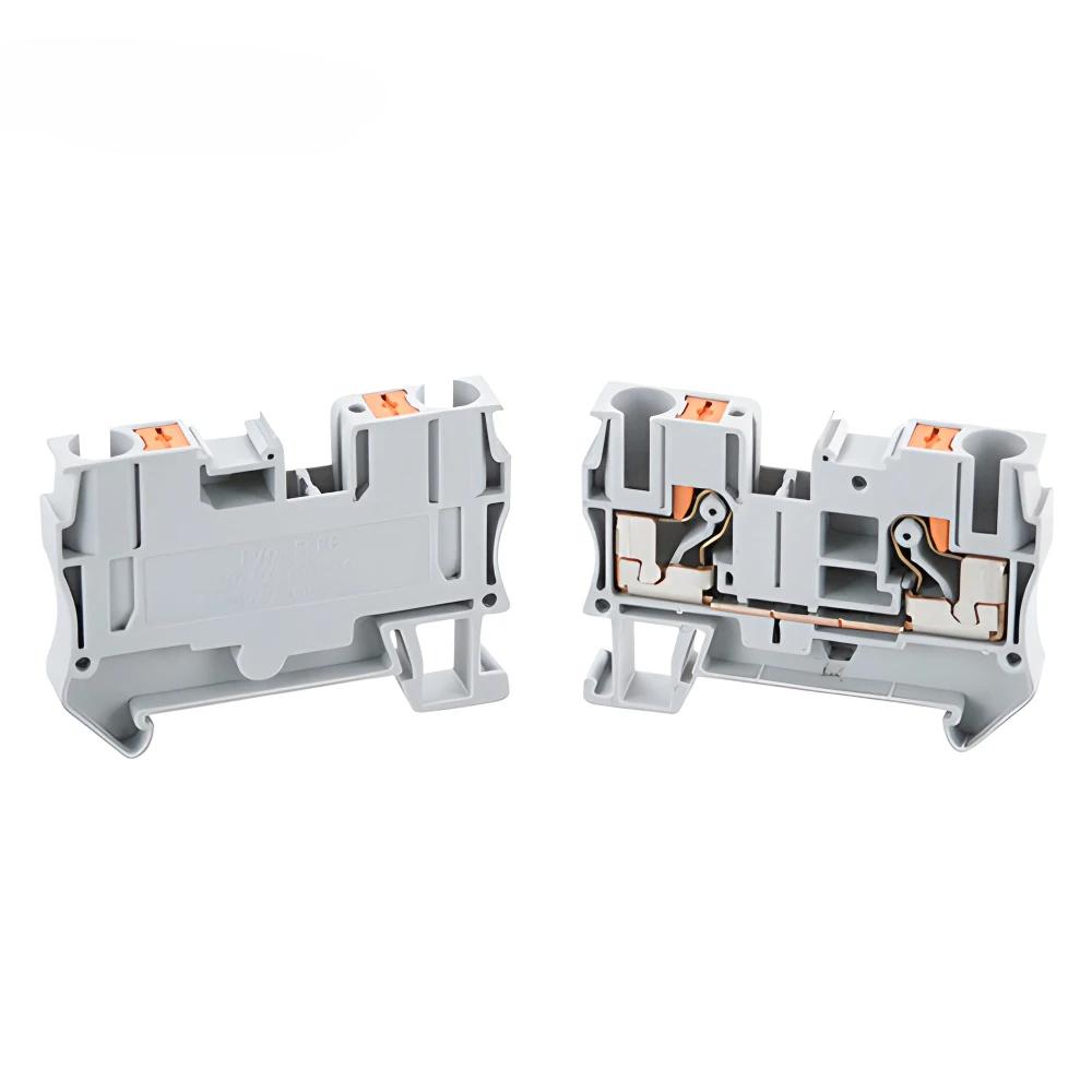 PT-6 Din Rail Terminal Block  Connectors Push In Spring Screwless Feed Through PT6 Wire Connector 10Pcs