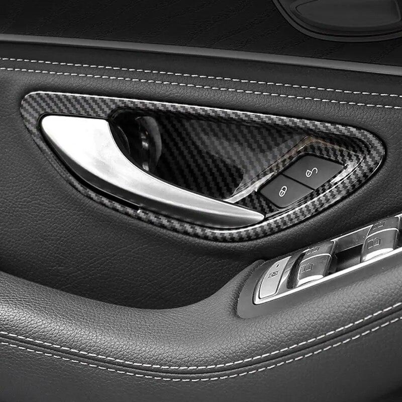 Углеродное волокно, внутренняя дверь, подлокотник, ручка, накладка, дверная чаша, рама, наклейки для Mercedes Benz CE Class W205 W213 GLC X253