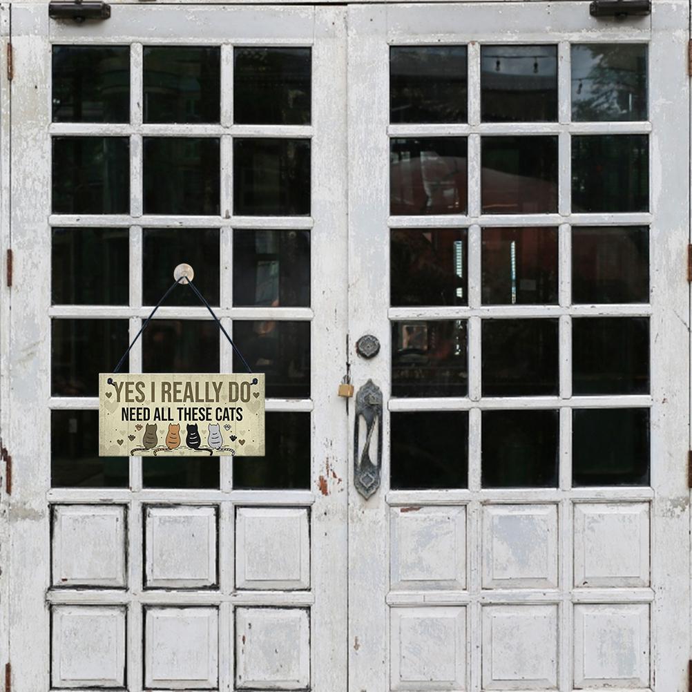 Wooden Funny Door Hanging Bedroom Christmas Cats Sign Pet Lover Hanging Plaques Friendship Sign