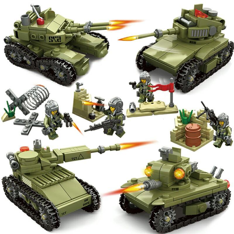 Военные строительные блоки KAZI, железные танки, интеллект для мальчиков, пластиковые игрушки для сборки