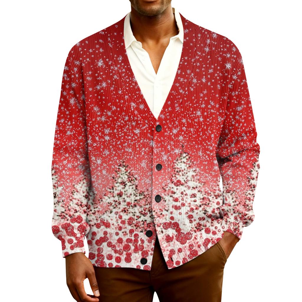 Мужской кардиган с длинным рукавом, рубчатой вязки