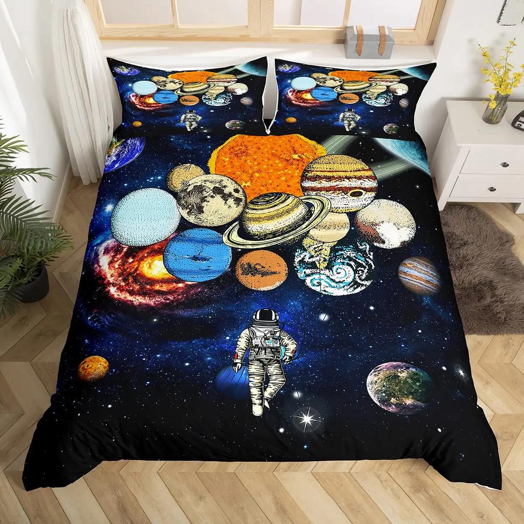 Comforter 2 S Astronaut Queen Size Outer Space Bedding Set 3Pcs For Kids Girls Adultscomforter Soft With