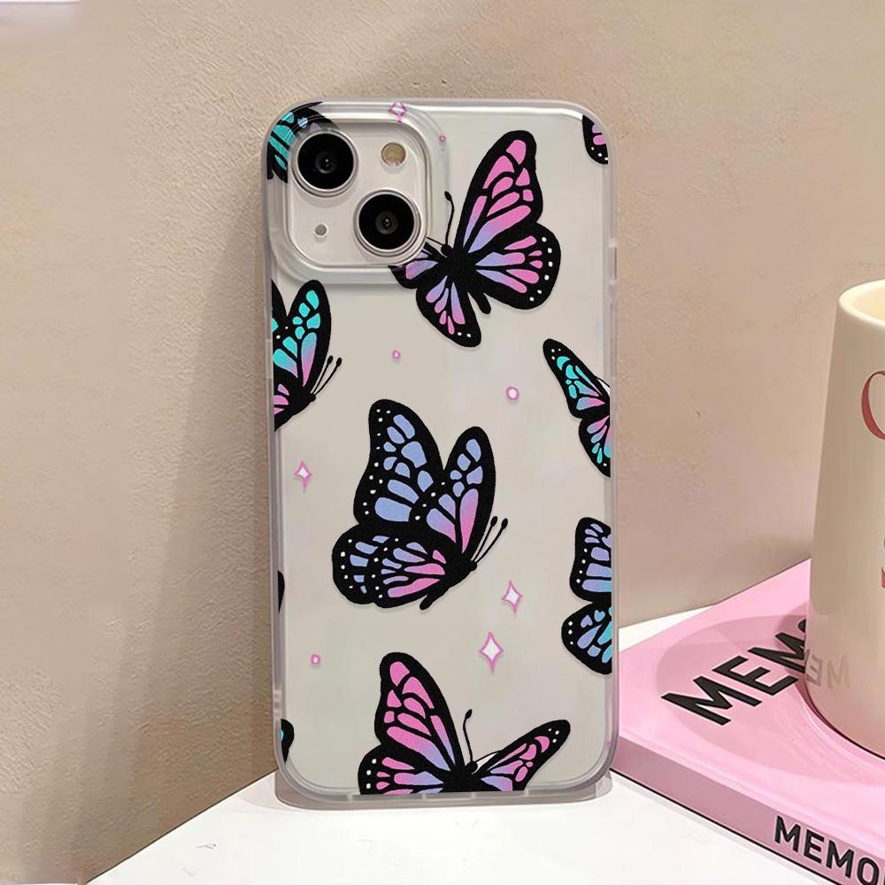 Gold Butterfly Soft TPU Case For iPhone 13 11 12 14 15 16 Pro Max Funda iPhone 12 13 Mini 16 Plus Translucent Clear Phone Cover