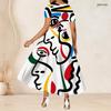 Женское платье большого размера, с круглым вырезом, коротким рукавом, с абстрактным принтом, бело-пурпурно-серое, А-силуэта, длинное