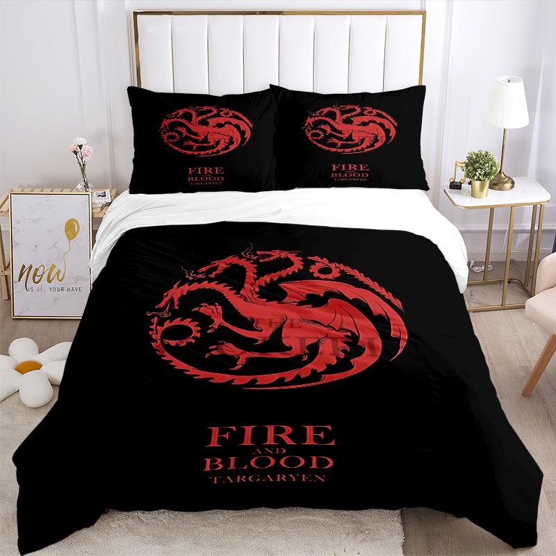 Fire Blood Targaryen Legacy Print 3Pcs Bedding Setduvet Cover With 2 Bedropillowcase Home Birthday Gift