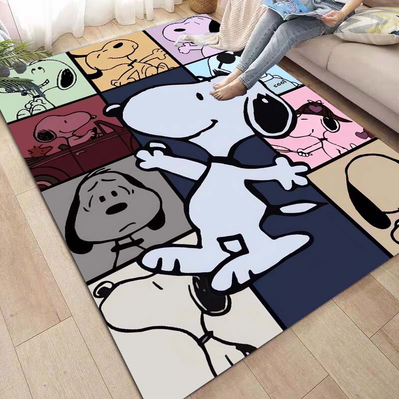 Non-slip area rug for living room with Snoopy cartoon design, soft rug for bedroom, children's playroom, sofa, home decor, doorm