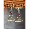 Purple Peacock Silver Oxidised Stones & Beads Traditional Jhumki Earring For Women