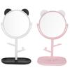 Cosmetic Mirror with Storage Tray Cat Ears Adjustable Vanity Mirror with Small Stand for Makeup