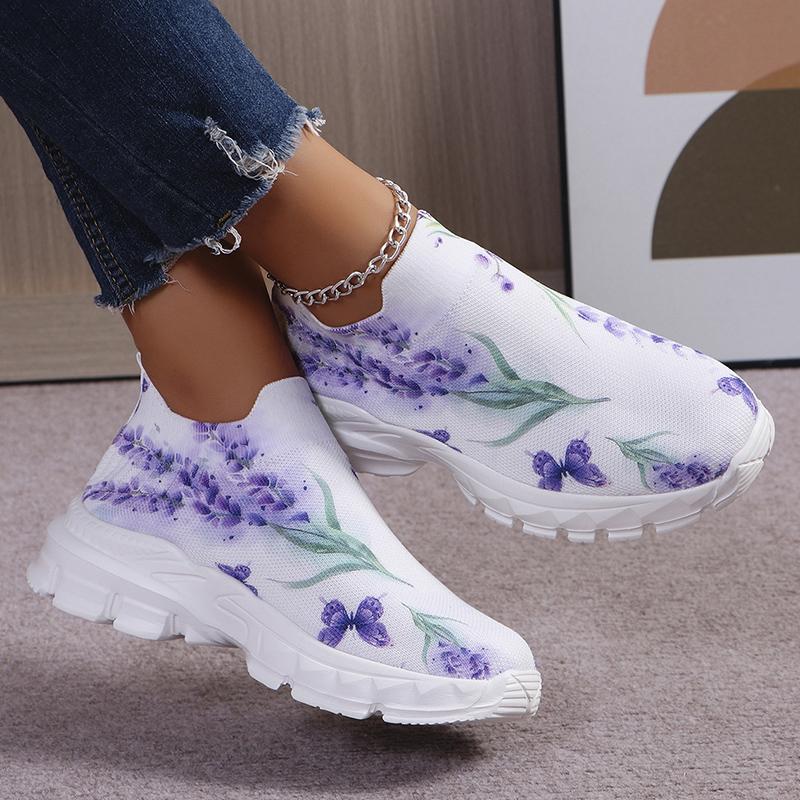 Высококачественные кроссовки с цветочным принтом, женские, больших размеров, дышащие, на платформе, женские, с толстой подошвой, вулканизированные туфли