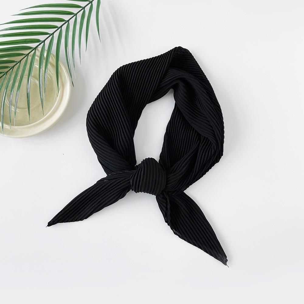 Soft Wrap Solid-color Bandana Hair Band Pleated Silk Scarf Fashion Chiffon Hair Scarf Girls