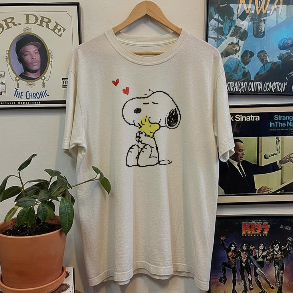 Snoopy Woodstock Valentine Aged T-Shirt White M