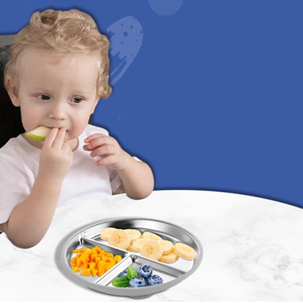 304 Нержавеющая сталь Детская присоска Обеденная тарелка Разделенный дизайн Детские миски для кормления малышей