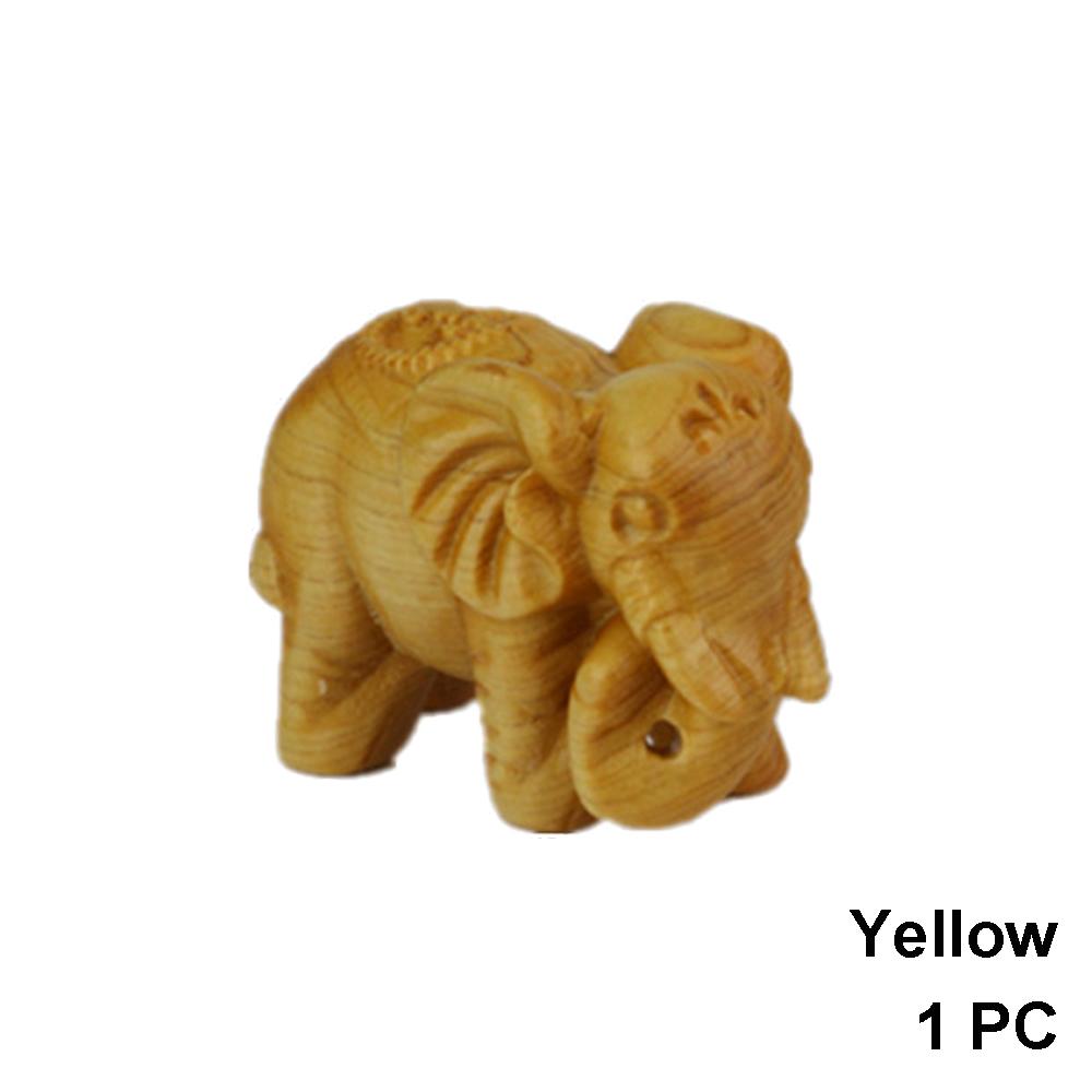 Car Ornament Wooden Craft Wood Elephant Figurines Mini Animals Statue Chakra Healing Lucky Charm
