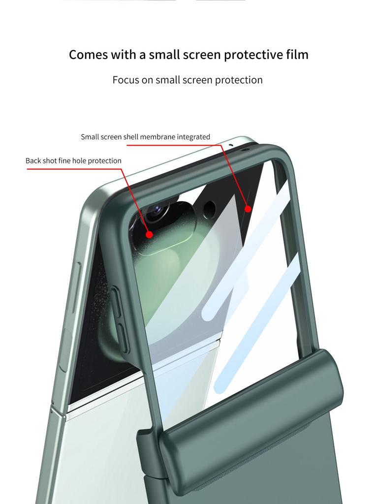 Магнитный чехол Samsung Z Flip5 с полным покрытием и большим окном - Однотонный жесткий чехол