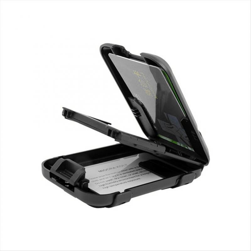 Diebstahlsichere Kartenhülle, minimalistisches Portemonnaie aus Aluminium, Clip-on-Etui für Bargeld, Kreditkarten und Visitenkarten, Schwarz