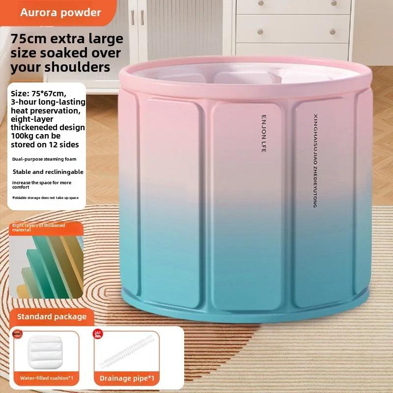 Круглая складная ванна для детей и взрослых, портативная ванна, СПА для ванной, удобное хранение, складное ведро для купания с крышкой