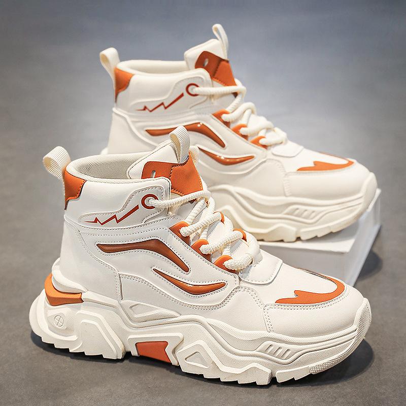 Мужские кроссовки с высоким верхом лето молодежные баскетбольные спортивные большого размера маленькие белые кеды водонепроницаемые и увеличивающие рост повседневные папины ботинки Мартин