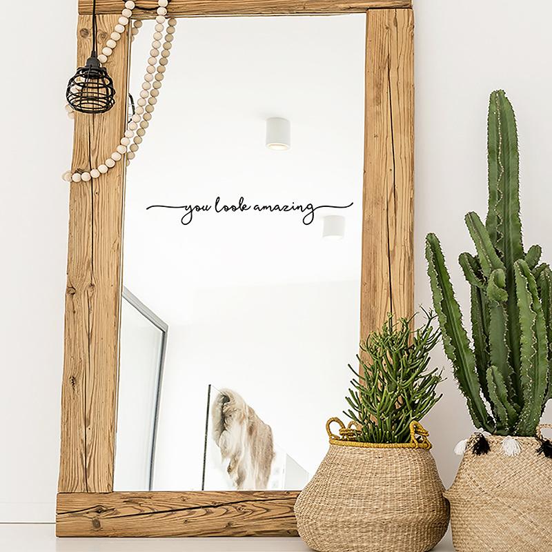 1 шт., вы выглядите потрясающе, зеркальная наклейка, ПВХ-наклейка, декор для ванной комнаты, душевая дверь, настенное искусство, аксессуары для украшения дома