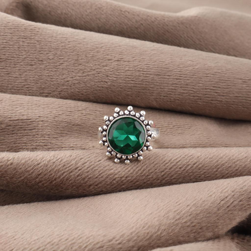 Ювелирные изделия с зеленым изумрудом, кольцо ручной работы, ювелирные изделия из стерлингового серебра 925 пробы, красивое серебряное кольцо с изумрудом, подарок для женщин