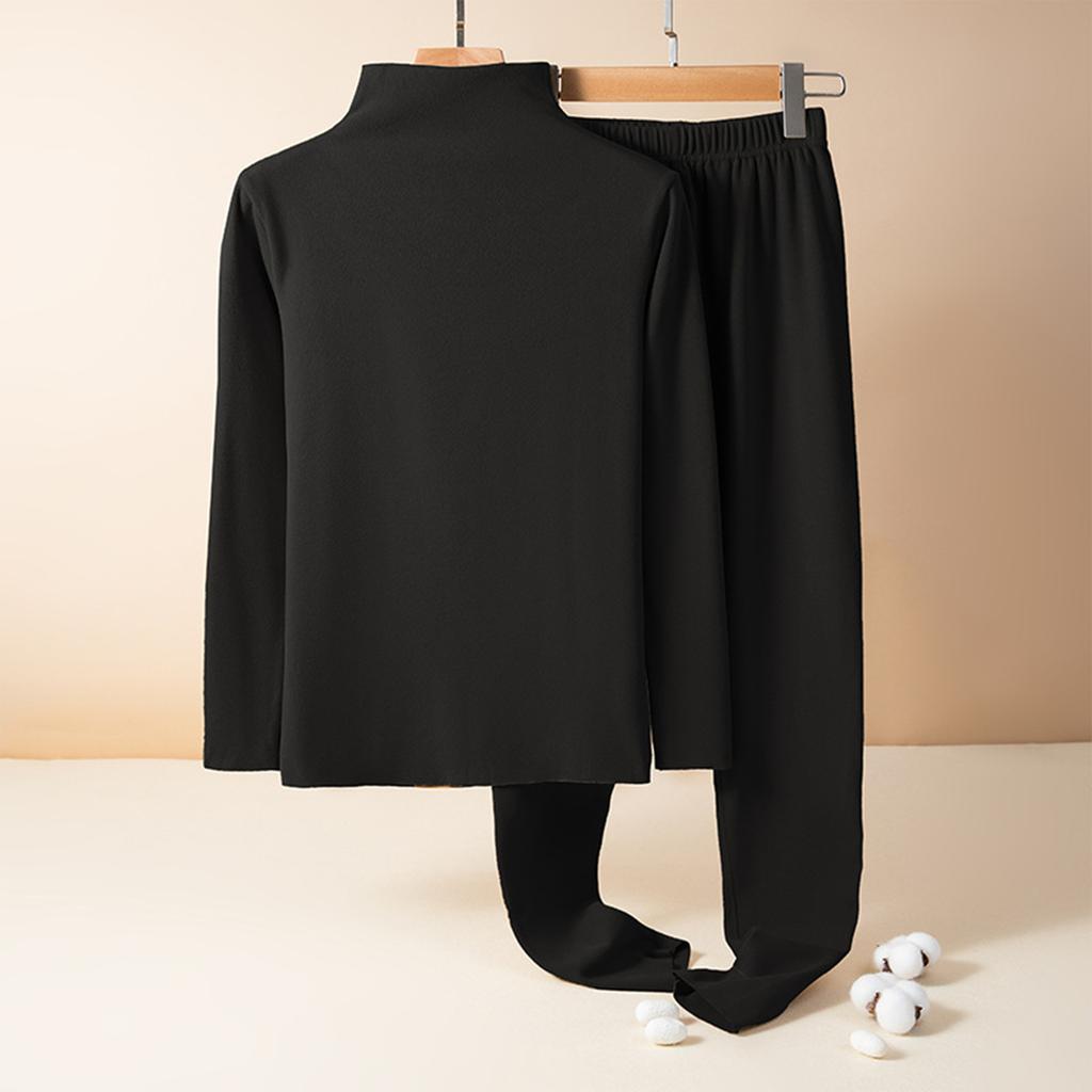 Ladies' Casual And Comfortable Long Sleeved Solid Color With Thick Velvet Sleepwear And Warm Pants Plus Size Set