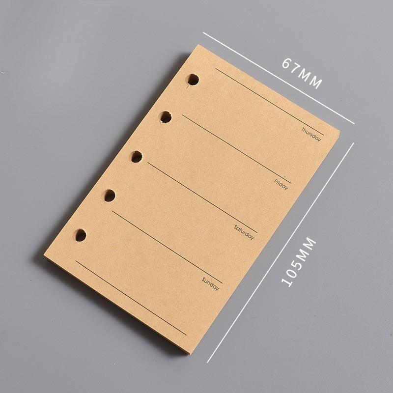 Внутренний лист блокнота M5 Пустая вертикальная линия квадратного блока A8 и Недельный план Одна страница в день для отметок