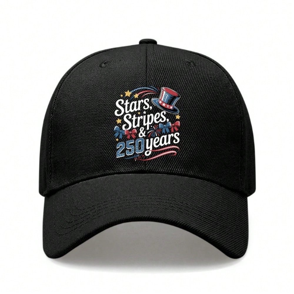 Patriotic Baseball Cap - 250Th Anniversary Stars Stripes Print Polyester Adjustable Hat Breathable Lightweight Unisex Casual Outdoor Sports Holiday