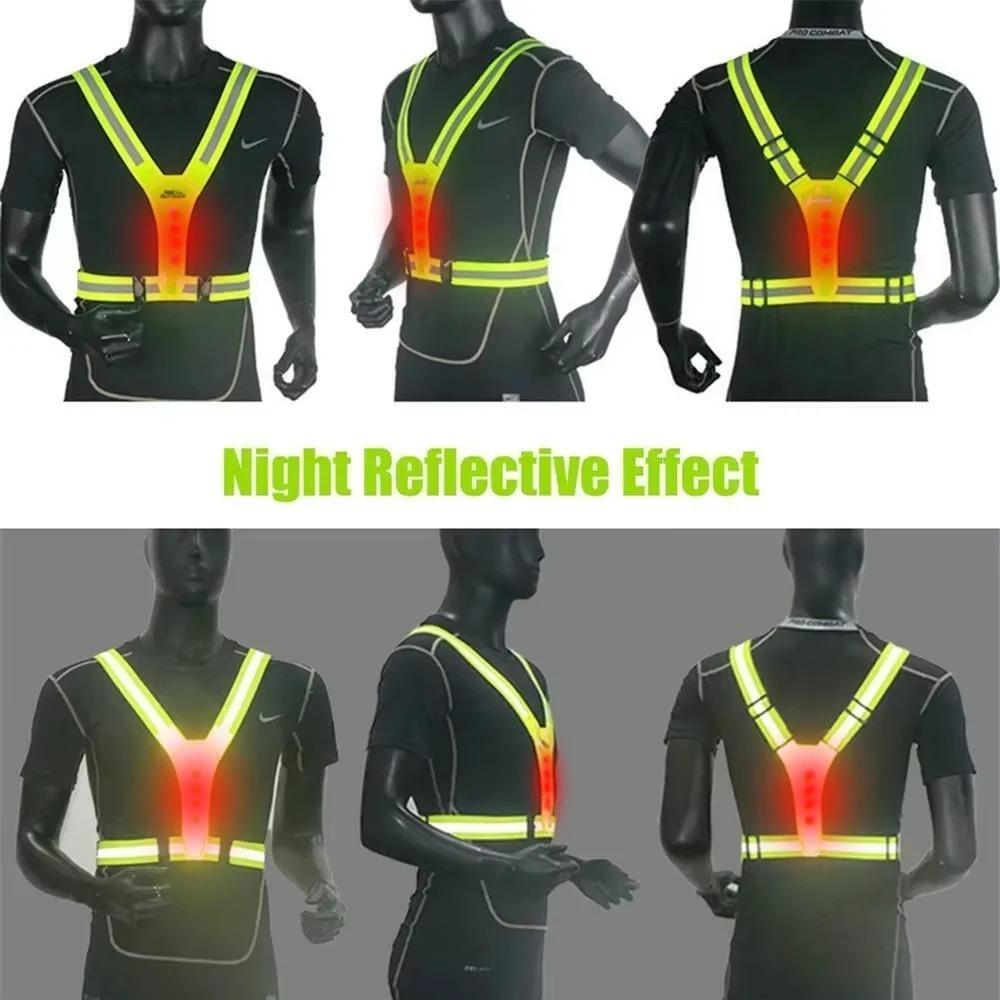 High Visibility Night Running Vest Adjustable Sports Vest for Night Warning Work Fishing