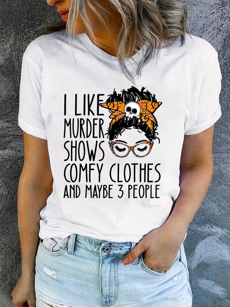 Женская футболка с короткими рукавами Ilke Murder Pattern Printed для повседневной летней моды