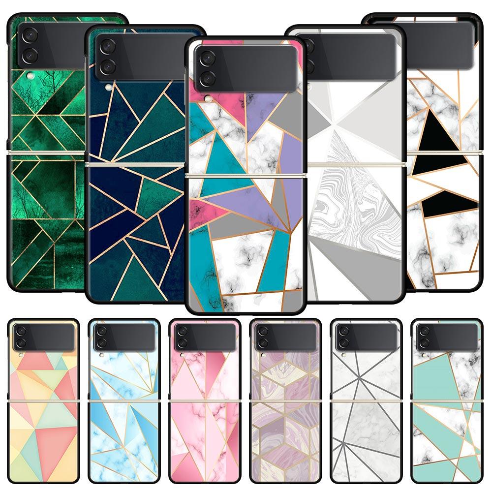 Роскошный подарочный чехол для телефона Samsung Galaxy Z Flip 4 Fold Black Hard Shell для Samsung Z Flip 3 5G Cover Couqe Cute Marble Fashion