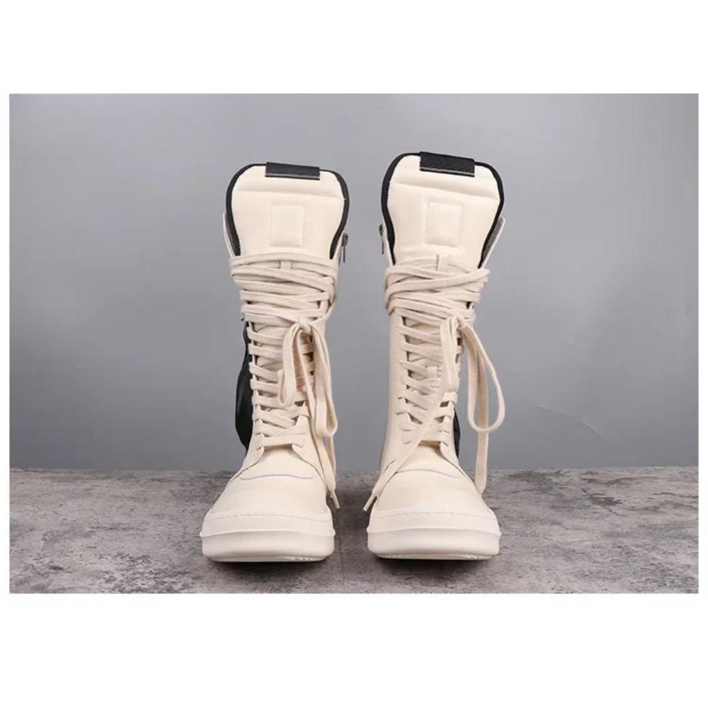 Рик Винтажные Высокие Ботинки Мужские Мотоциклетные Ботинки Высочайшего Качества Натуральная Кожа Бренд Молния Длинные Ботинки Женские Карманные Ботинки до Икры