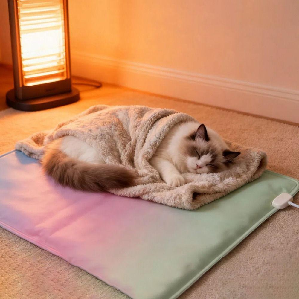 Waterproof Pet Electric Blanket Anti-scratch Thermostat Control Electric Heating Dog Bed Cartoon Pattern Warm