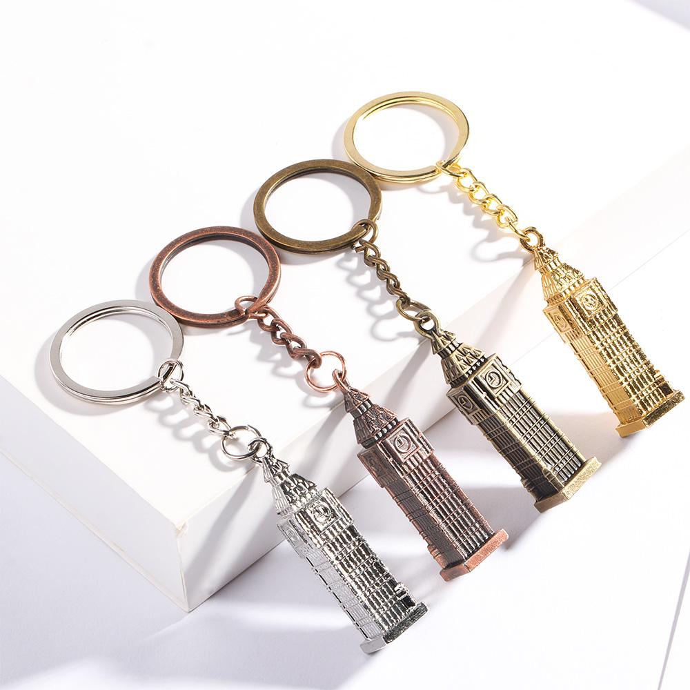 Small Travel Souvenir Gifts London Women Big Ben Clock Metal Keychain Key Ring Key Holder