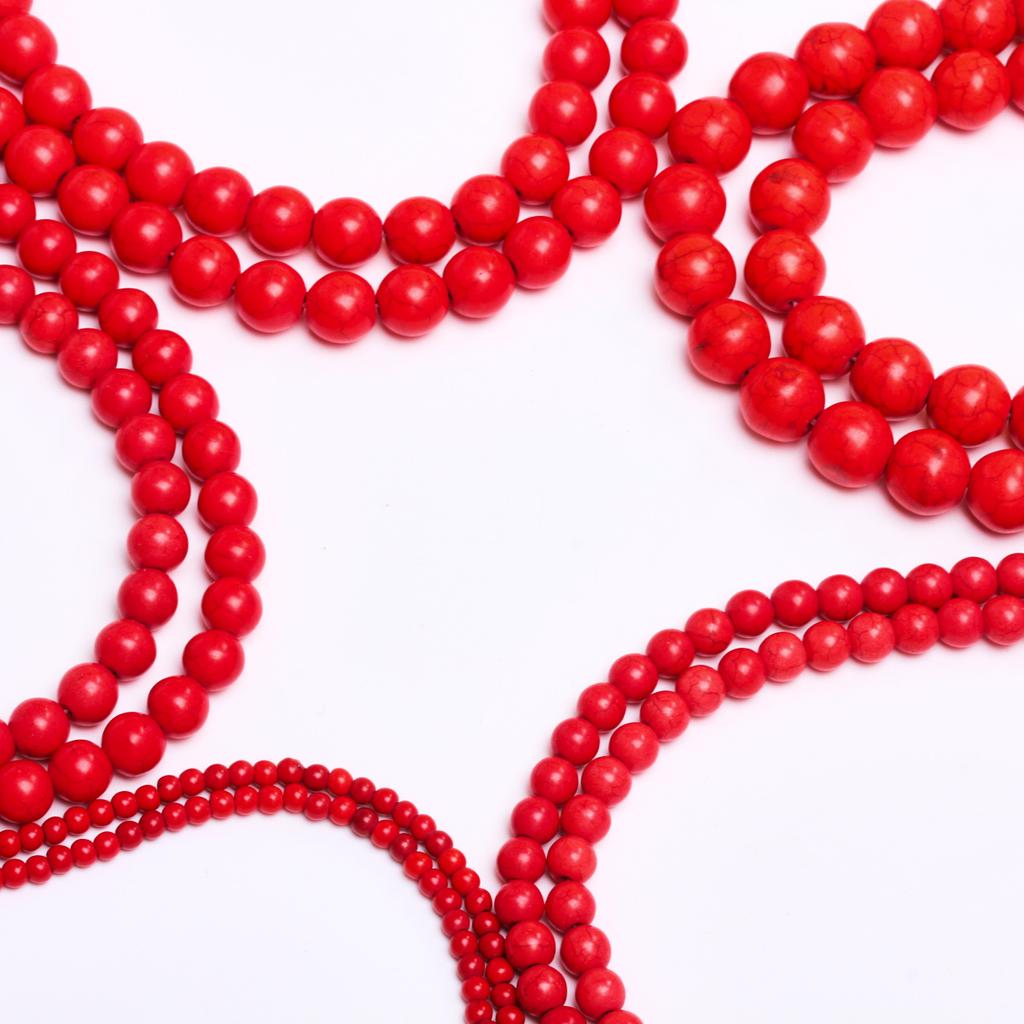 Loose Beads for Necklace Bracelet DIY Beaded Material Natural Stone 15-40pcs Fashion Jewelry Making Beads 4-14mm Red Turquoise  Pendant Accessories