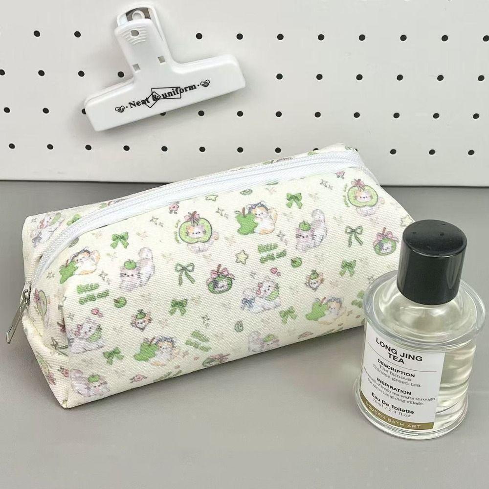 Canvas Pen Bag Cat Printted Patterns Stationery Bag Multi-Purpose Pencil Box School Office