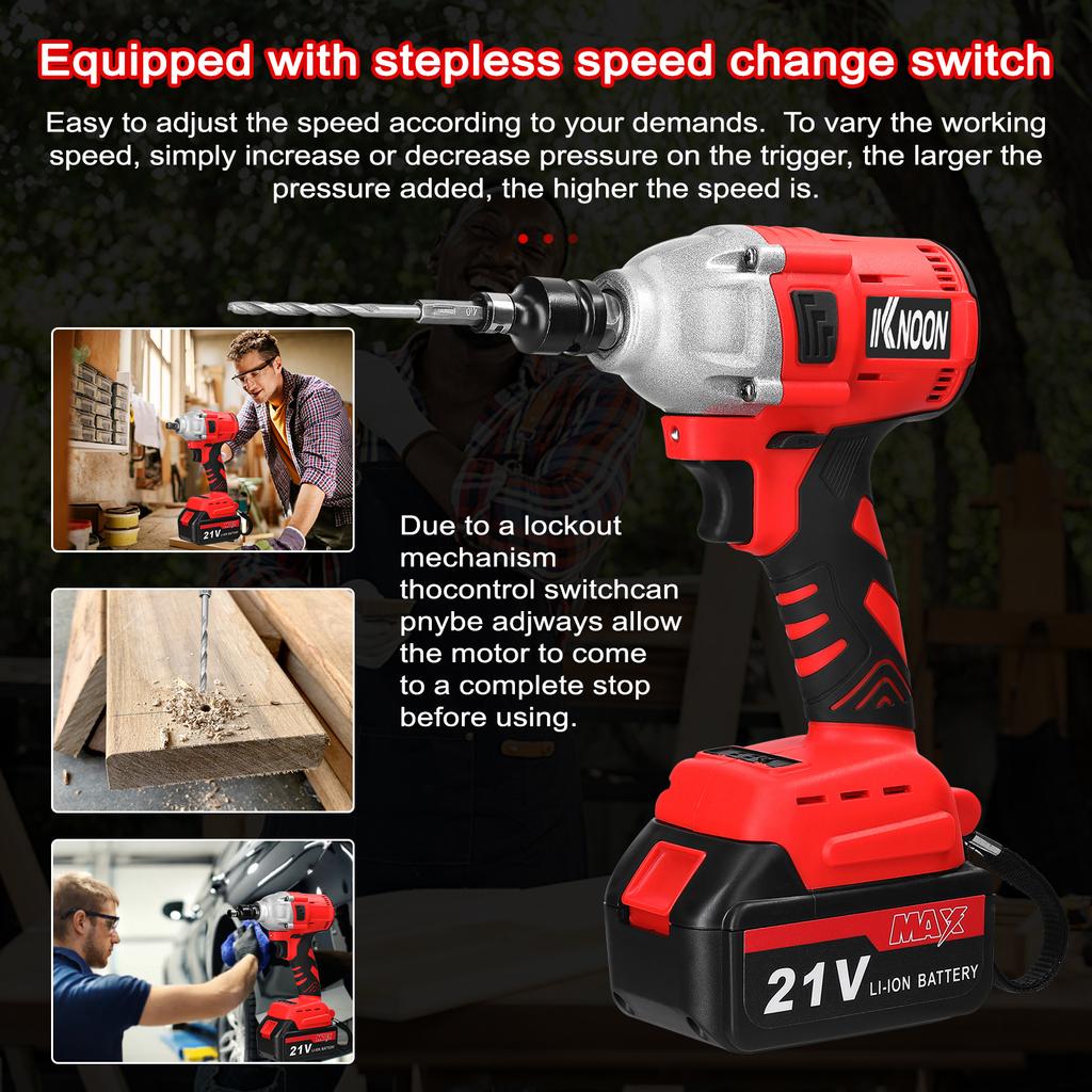 Household 2in1 21V Electric Drill Electric Wrench Set Rotation Ways Adjustment High Torque Power