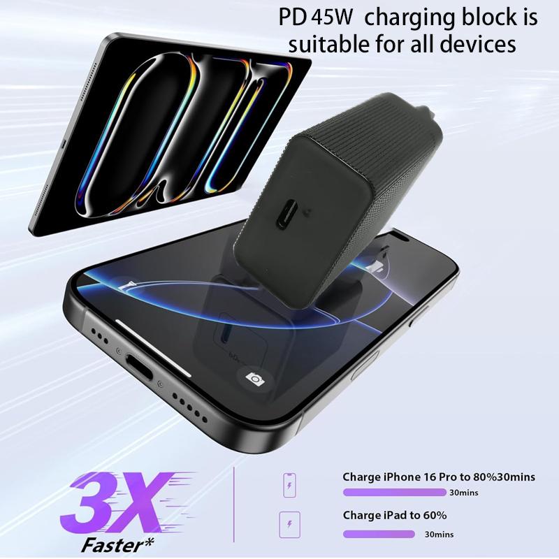 UYUXIO PD 4.0 PPS AFC USB C Зарядное устройство 45 Вт Super Fast Charging Type C Turbo Сетевой адаптер для Samsung iPhone 16 15 Macbook Xiaomi