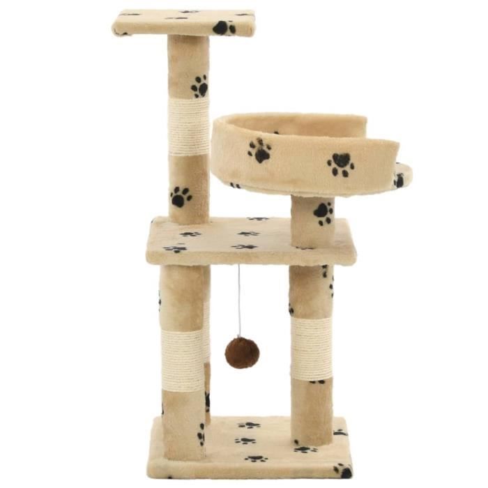 VidaXL Cat Tree and Sisal Scratching Posts 65 Cm Beige Paw Print