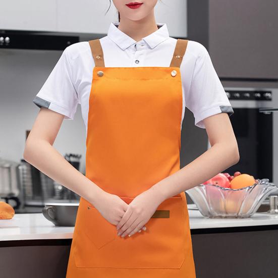 Кухонный фартук Регулируемый водонепроницаемый с карманами Сплошной цвет Большой охват Защитный холст Необрастающий чистящий фартук Кухонный фартук