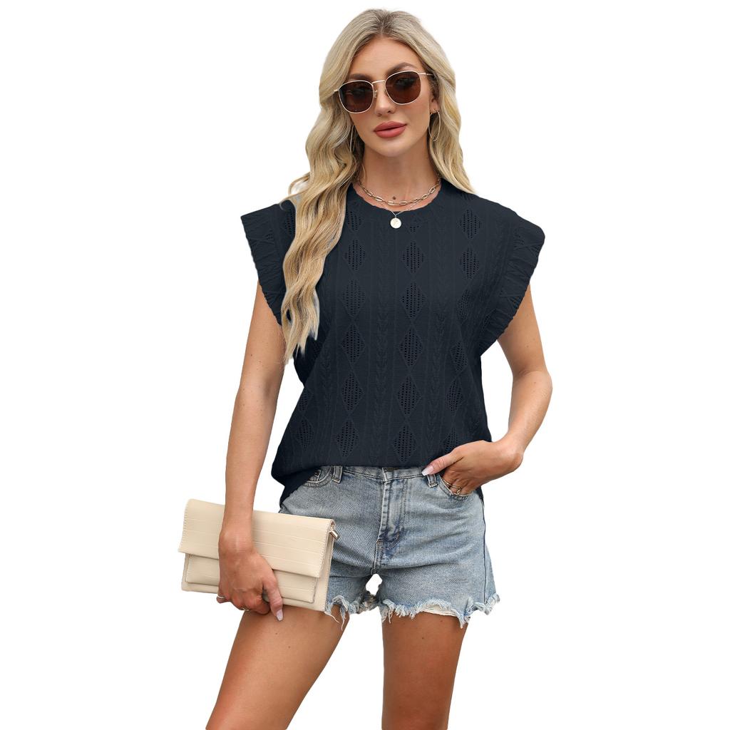 Summer Short Sleeve O Neck Solid Color Breathable Casual Women Pullover T Shirt Blouse Top
