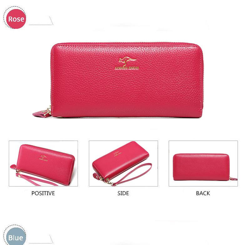 KANGAROO KINGDOM женский кошелек из натуральной кожи, длинный женский клатч, кошелек на молнии, держатель для карт