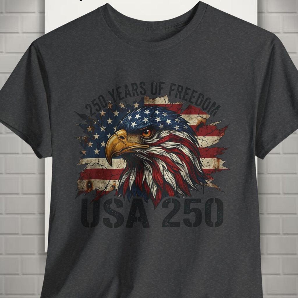 Apparel America 250 Shirt, Patriotic Eagle Graphic Tee, USA 250th Birthday Shirt, 4th of July American Date, Independence Day Gift Idea